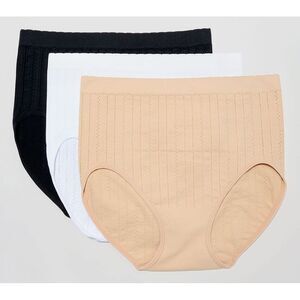 Breezies Women's Plus Sz Panties 1X Seamless Pointelle Full Tan/Beige A644713